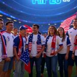 "FIFA World Cup 2026 thumbnail featuring a futuristic stadium with cheering fans, colorful LED lights, a dynamic football player, and Hitx7.com branding."