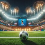 FIFA World Cup 2026 Schedule with stadium view and flags
